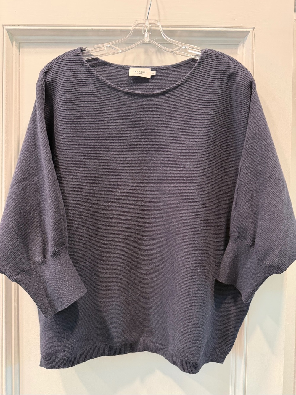 The Reset Dolman Elbow Sleeve Sweater - Navy - XL